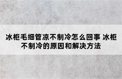 冰柜毛细管凉不制冷怎么回事 冰柜不制冷的原因和解决方法